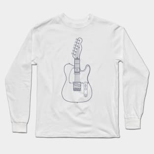 Three Frets T-Style Electric Guitar Outline Long Sleeve T-Shirt